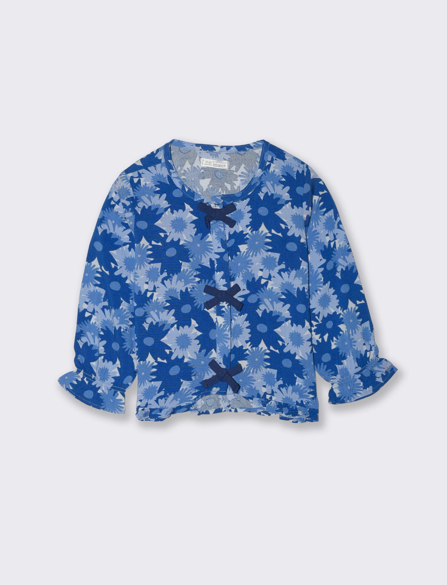 Long sleeve patterned shirt with bows - Blue
