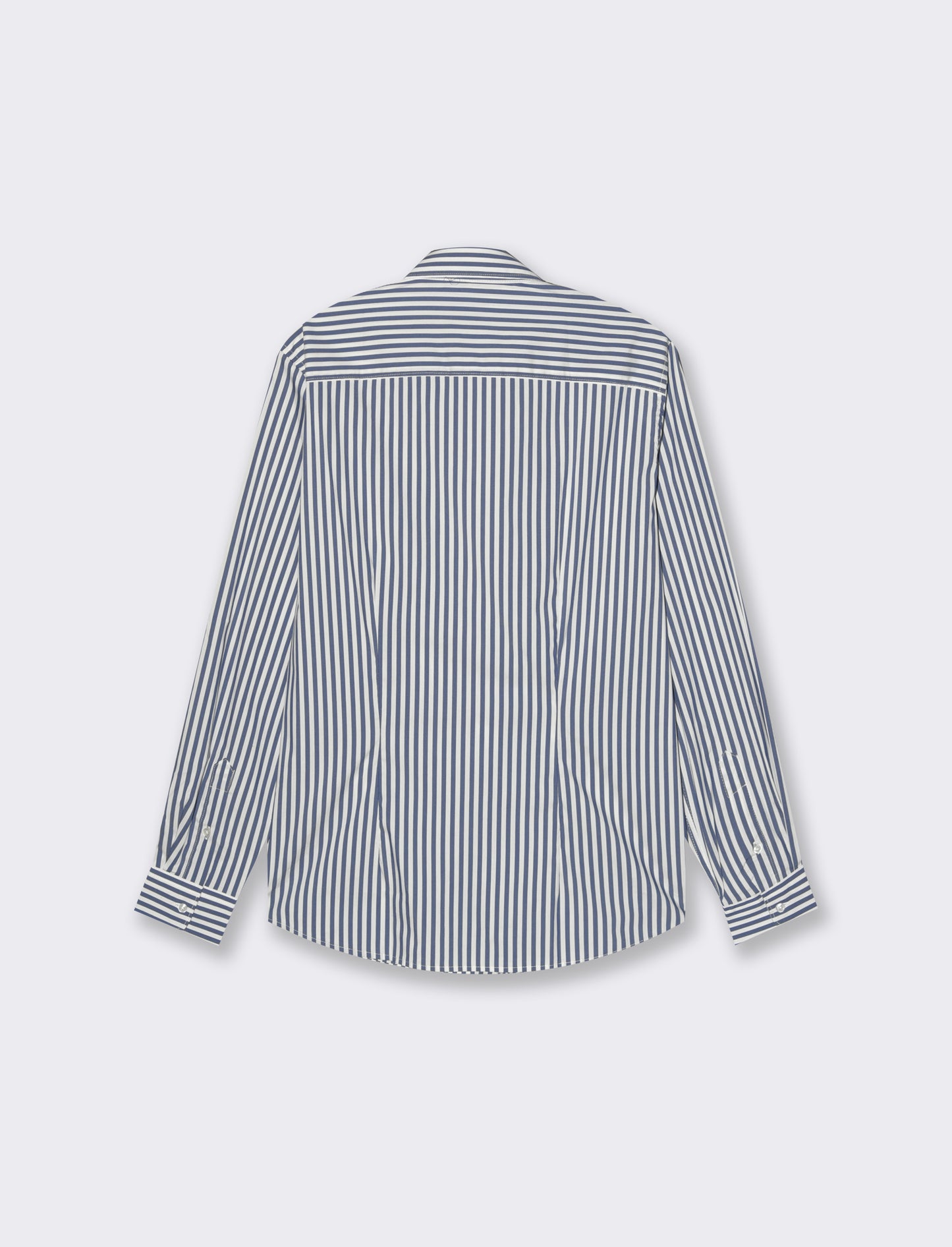 Men's Striped Cotton Stretch Shirt with French Collar - Blue