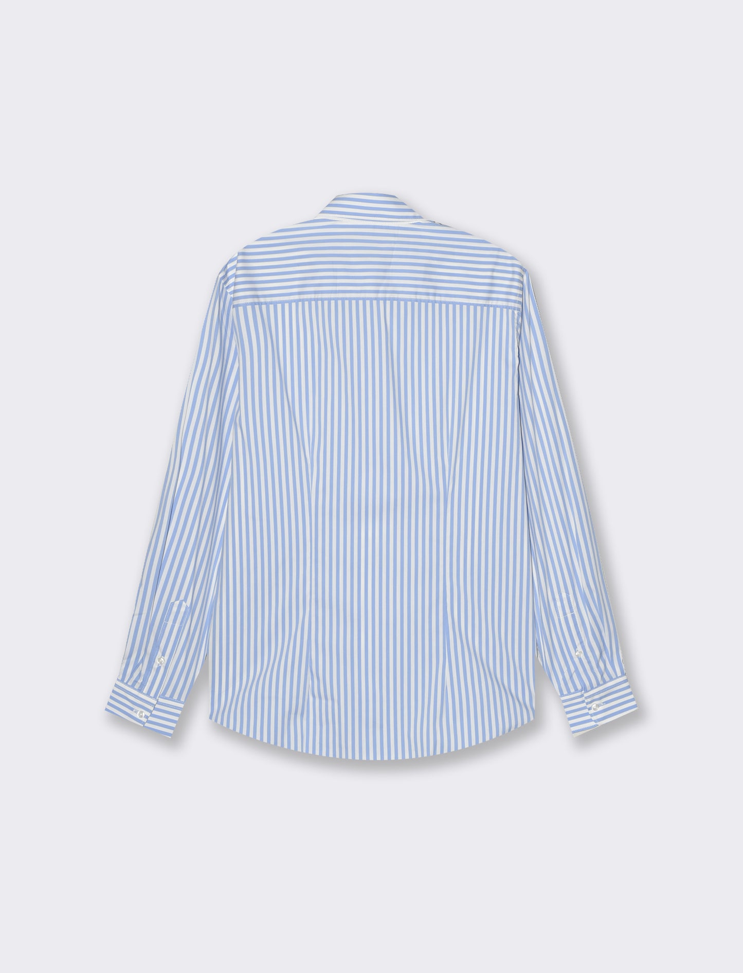 Men's Striped Cotton Stretch Shirt with French Collar - Sky blue