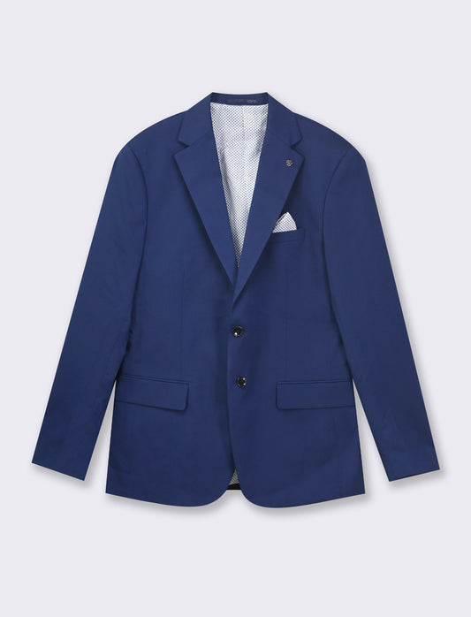 Classic Fit Formal Blazer with Contrast Pocket Square - Blue