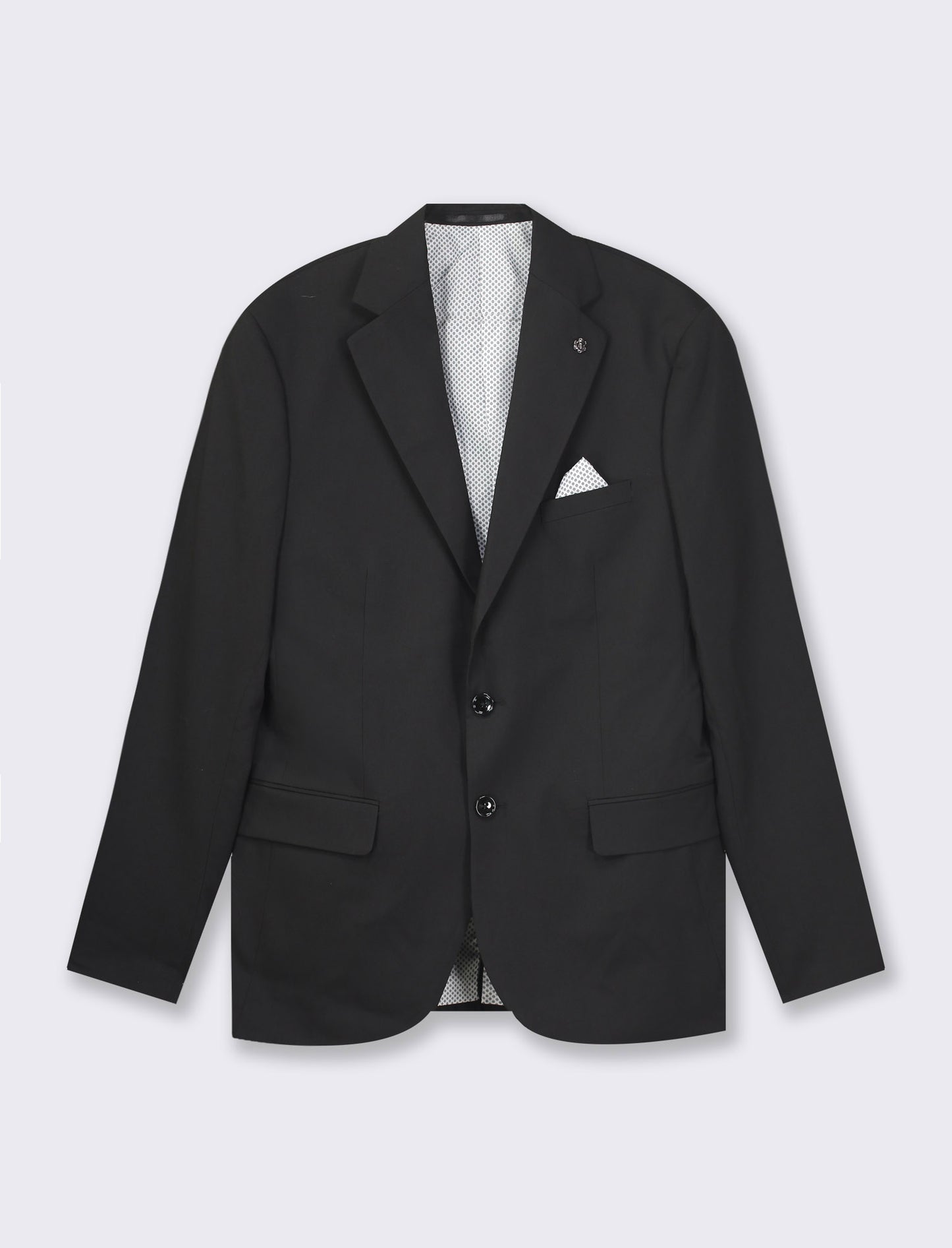 Classic Fit Formal Blazer with Contrast Pocket Square - Black