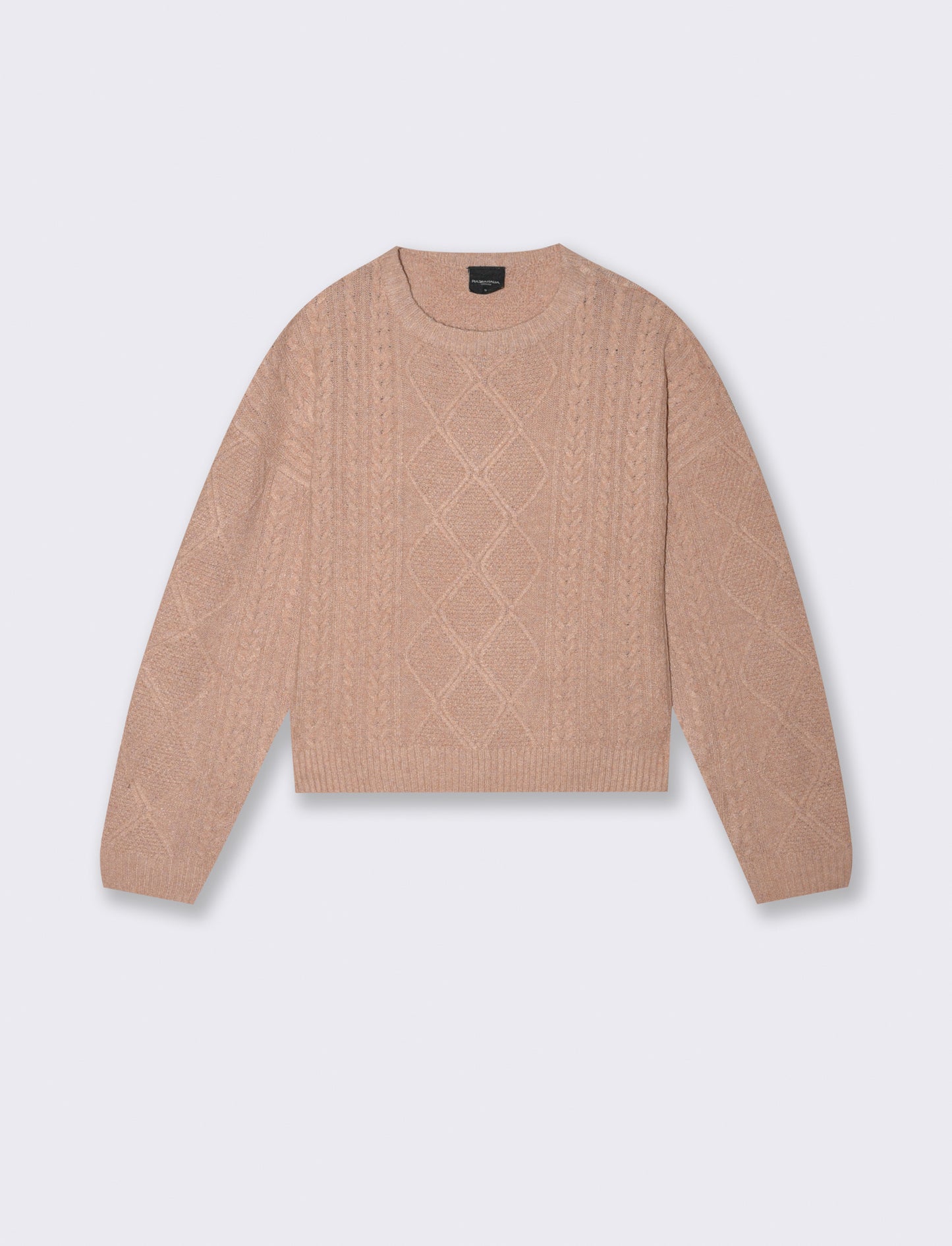 Maglia manica lunga girocollo crop con lavorazione a trecce - Rosa