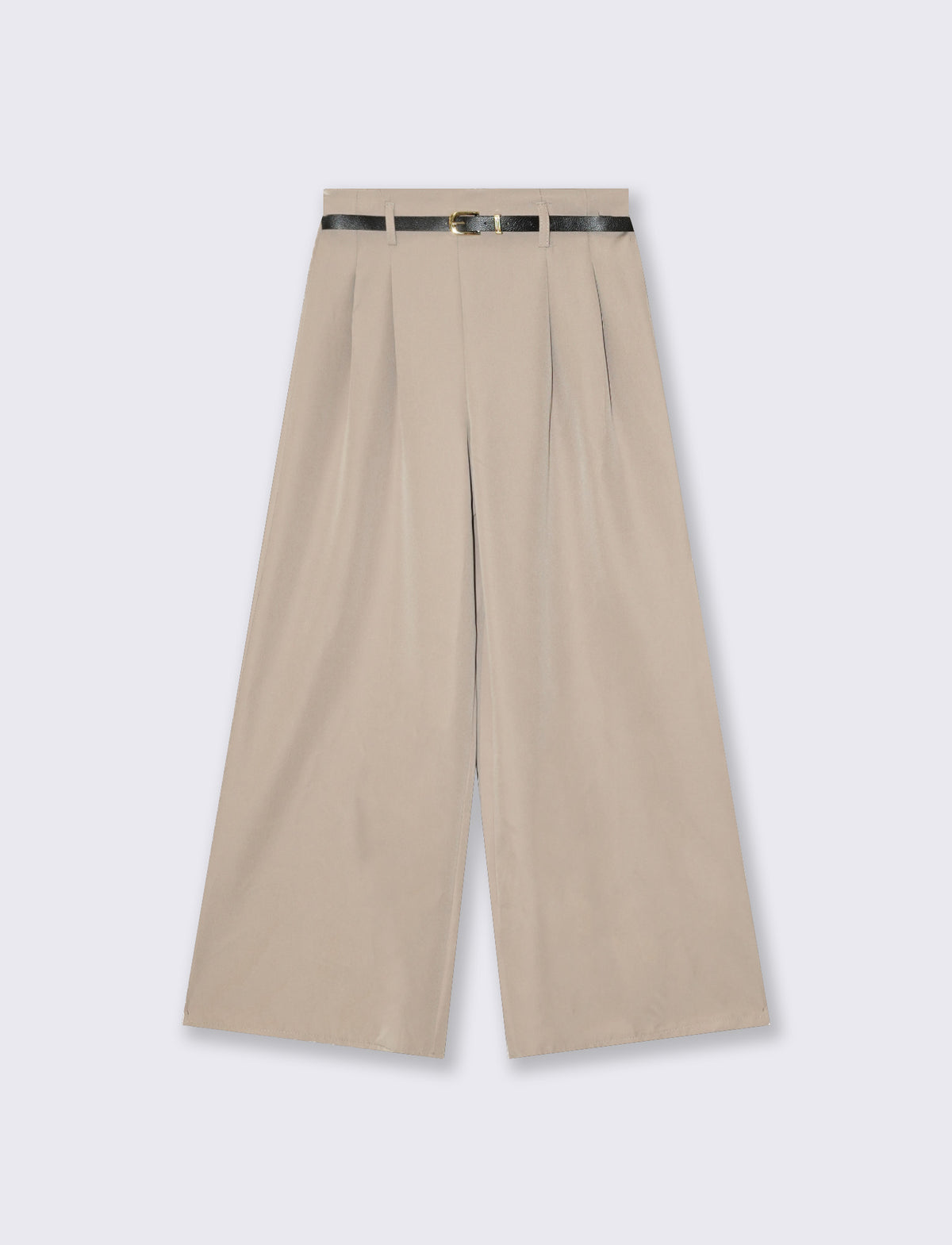 Pantaloni ampi con cintura - Grigio fango