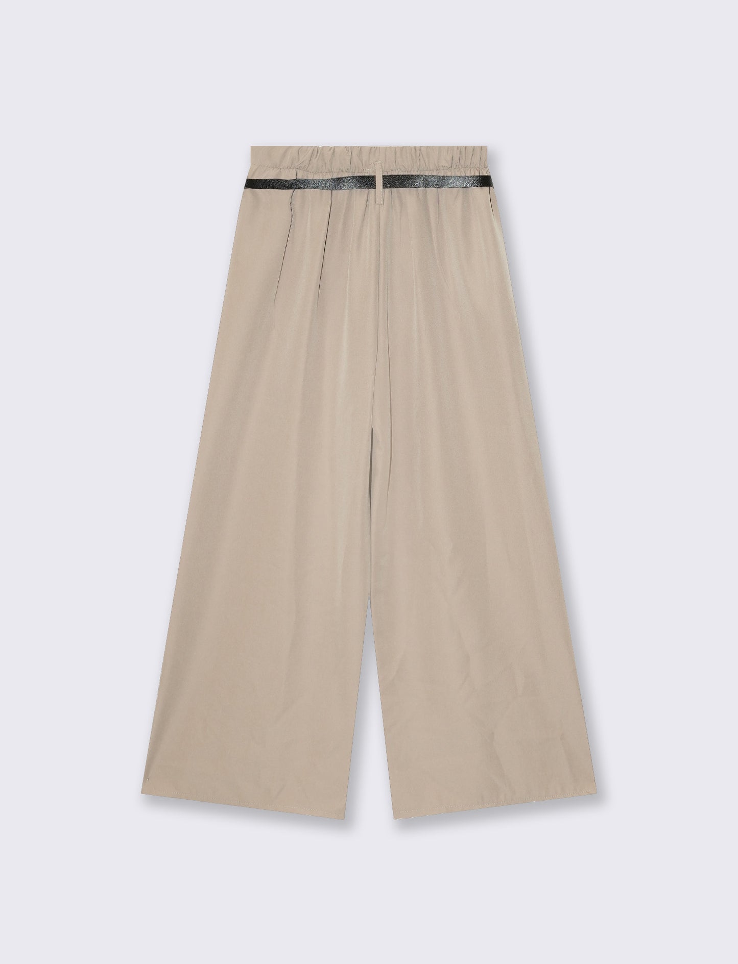 Pantaloni ampi con cintura - Grigio fango