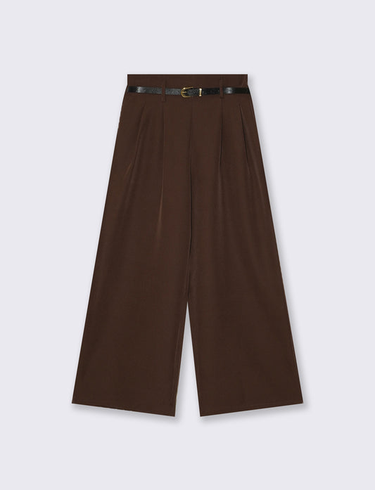 Pantaloni ampi con cintura - Moro