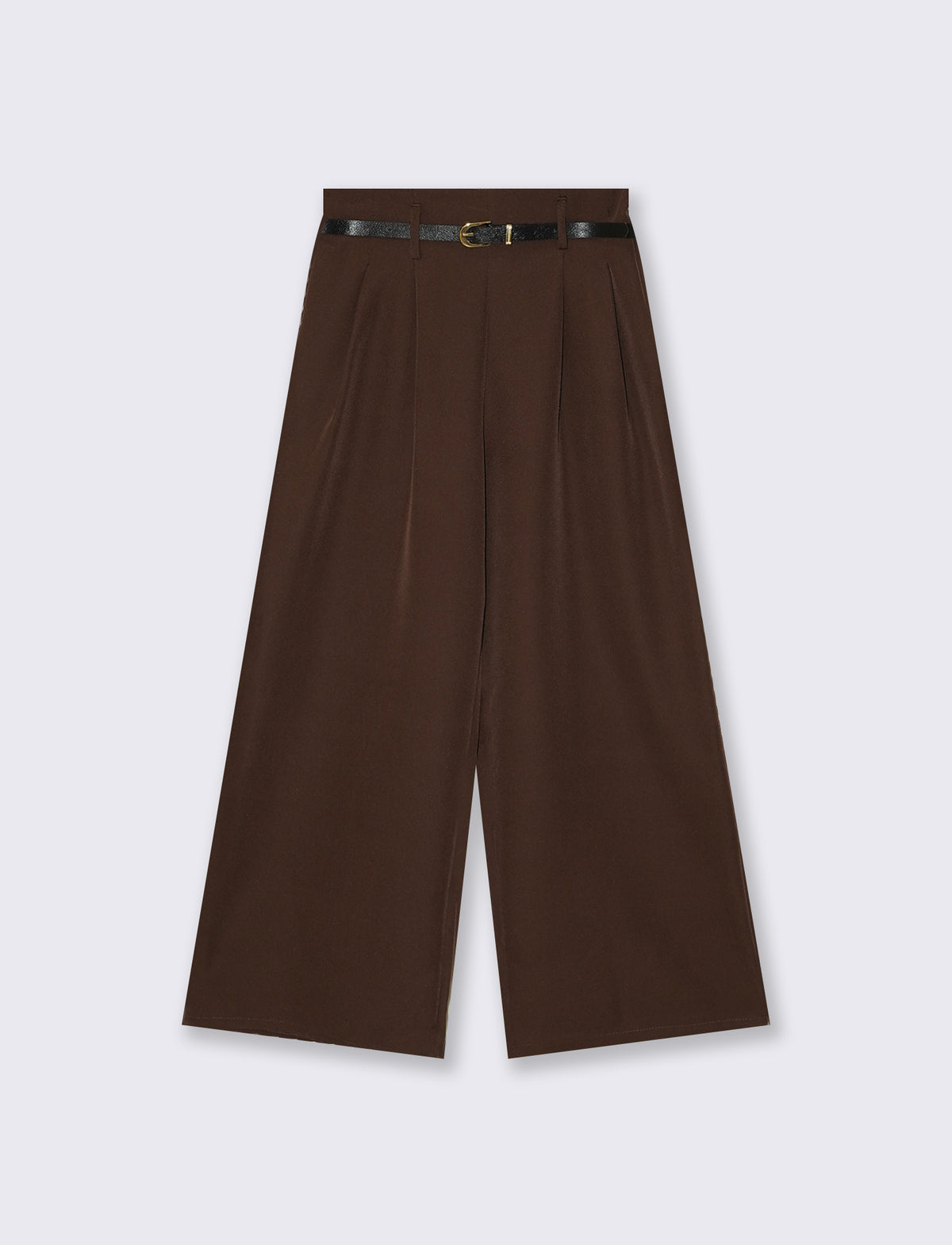 Pantaloni ampi con cintura - Moro