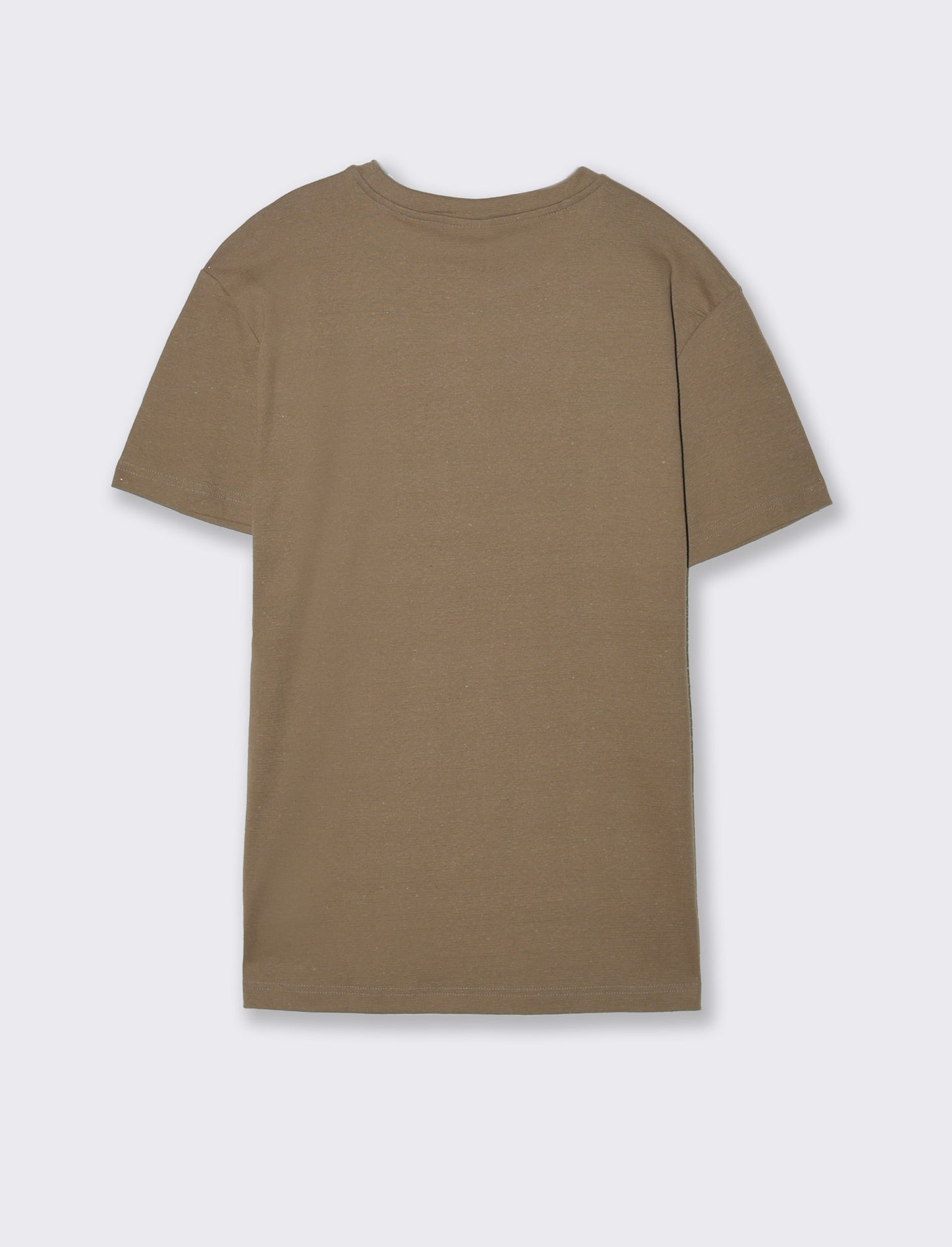 T-shirt girocollo in ottoman melange - Verde kaki