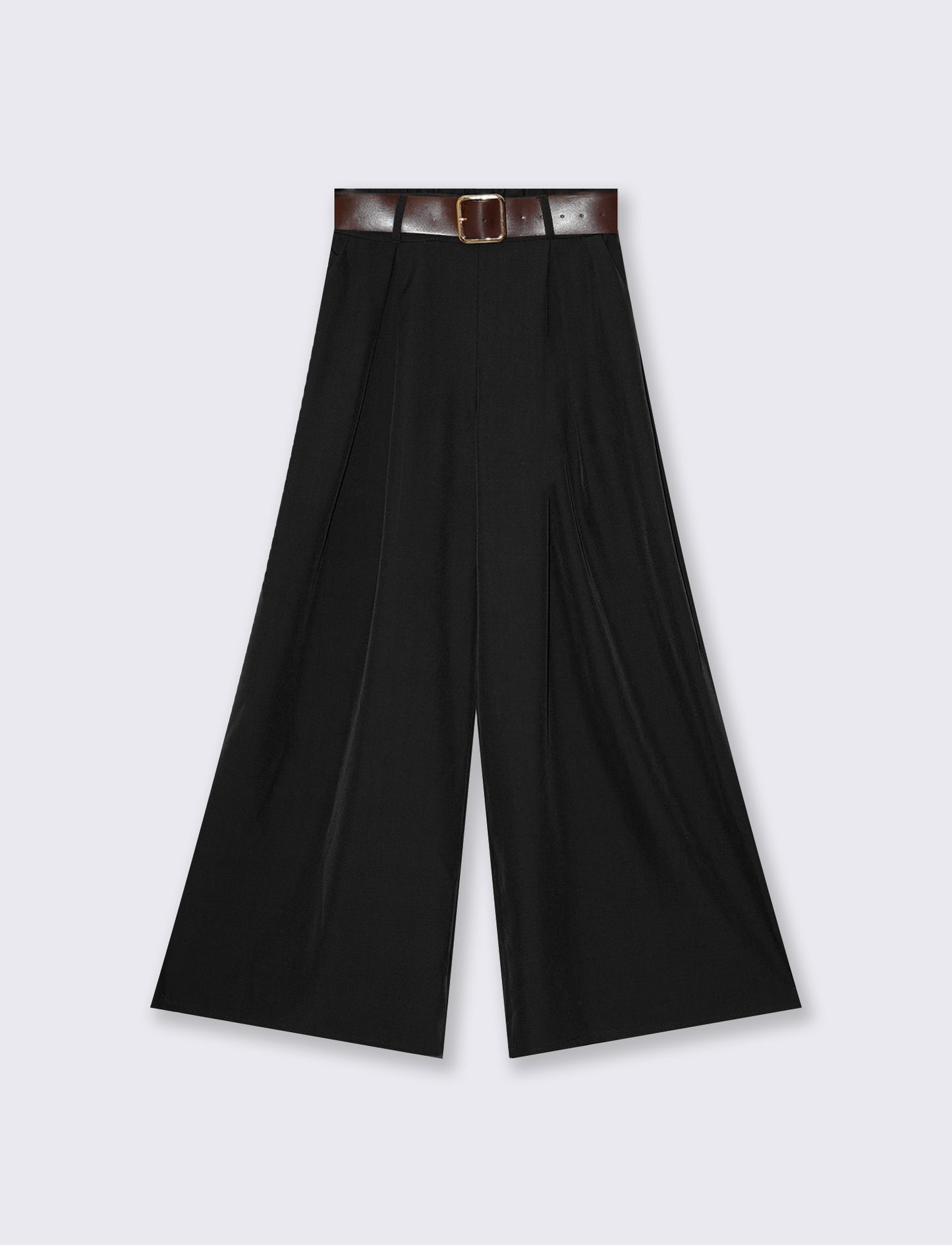 Pantaloni ampi con cintura - Nero