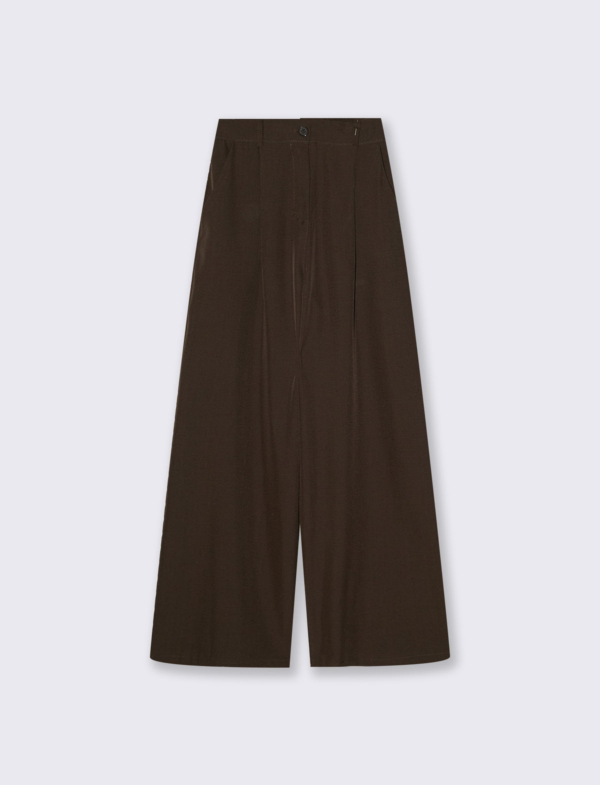 Palazzo trousers with front pleats and button fastening - Brown
