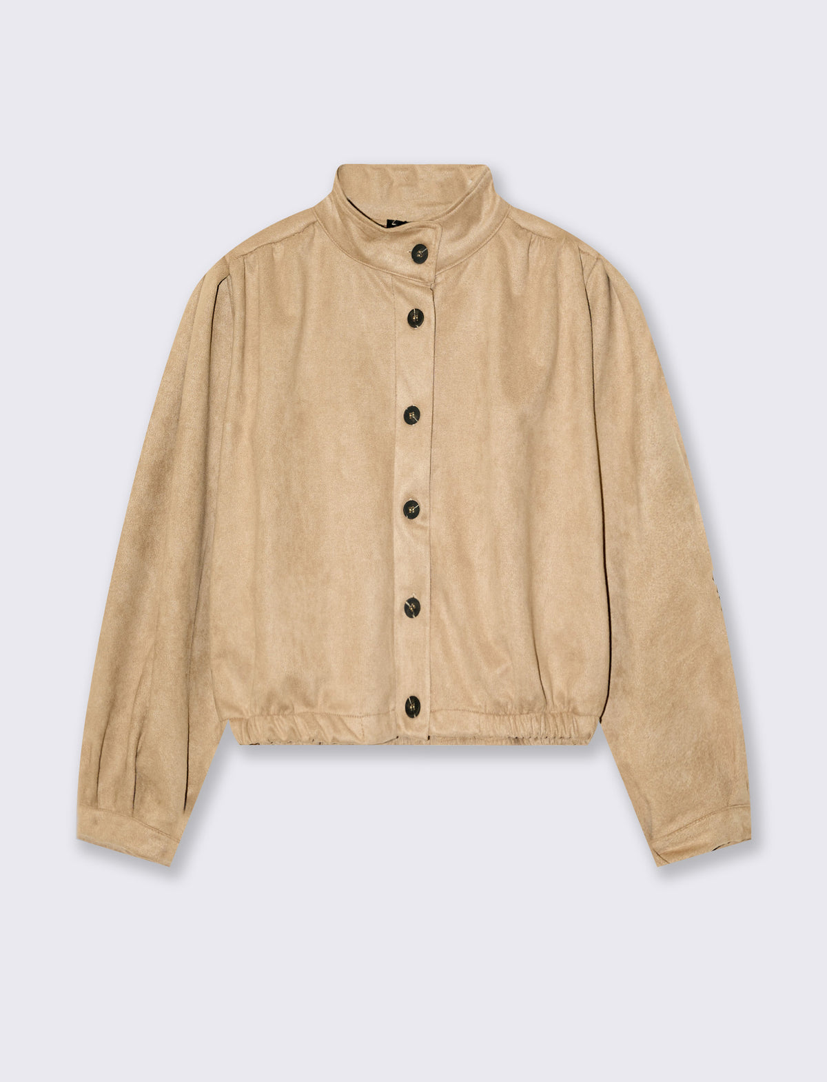 Giubbotto corto con elastico sul fondo e bottoni - Beige