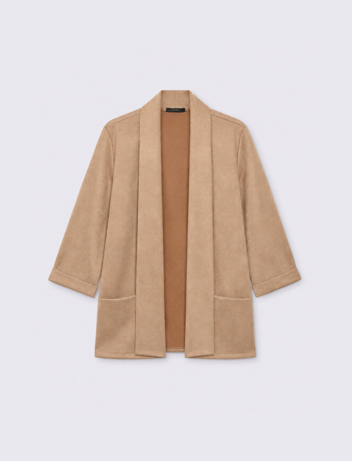 Giacca manica a tre quarti effetto camoscio - Beige