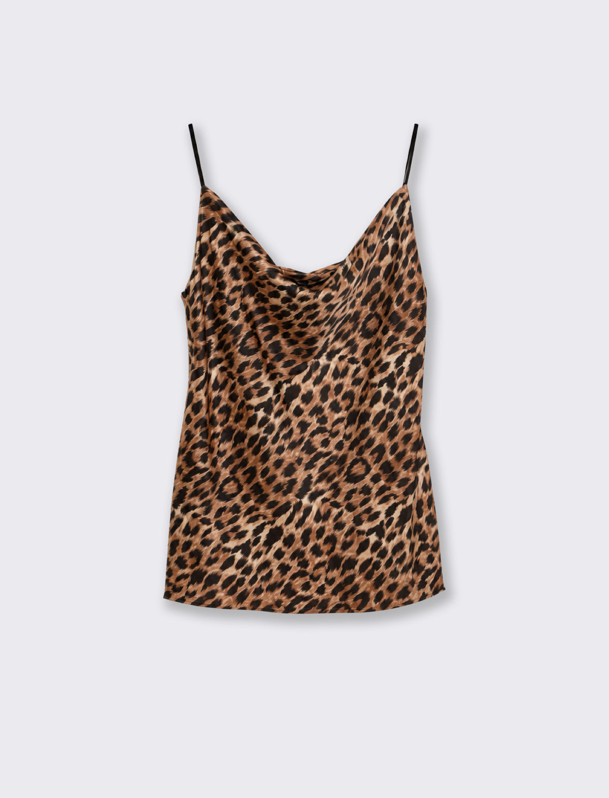 Cowl neck top with thin straps - Animalier