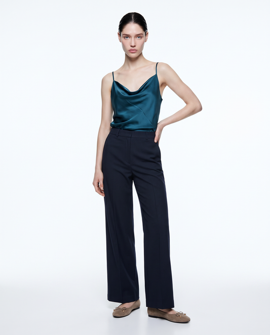 Cowl neck top with thin straps - Green