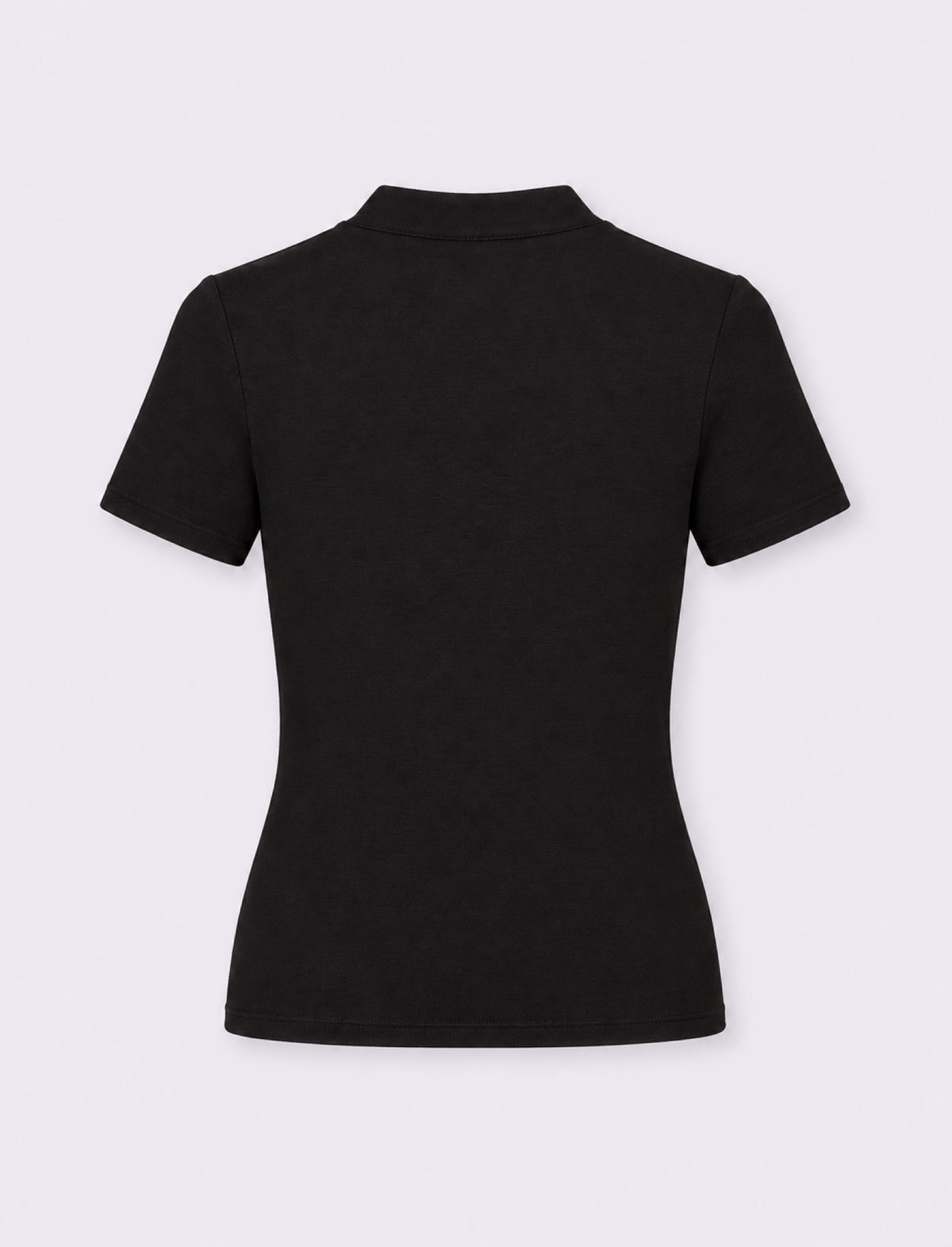 Asymmetric short sleeve top with mandarin collar and frog closures - Black