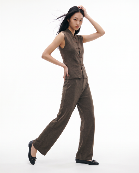 Mandarin collar waistcoat with frog fastening - Grey
