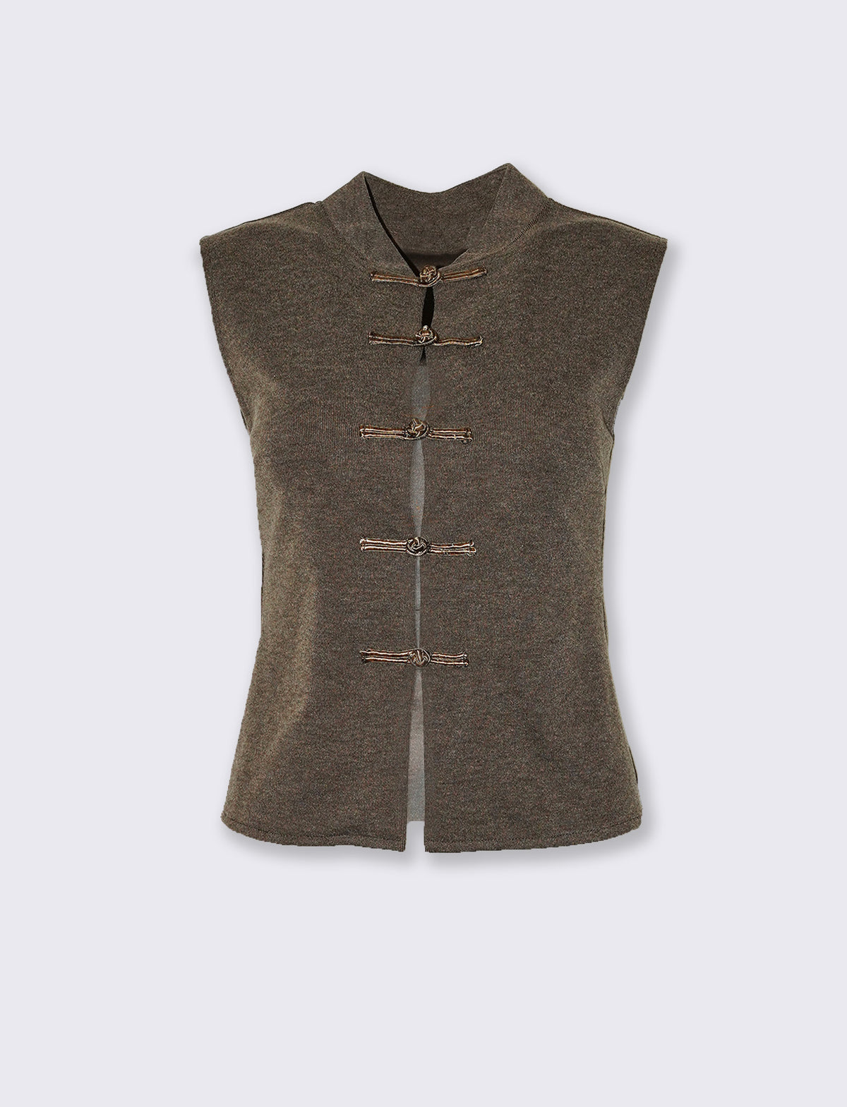 Gilet con collo alla coreana - Grigio fango