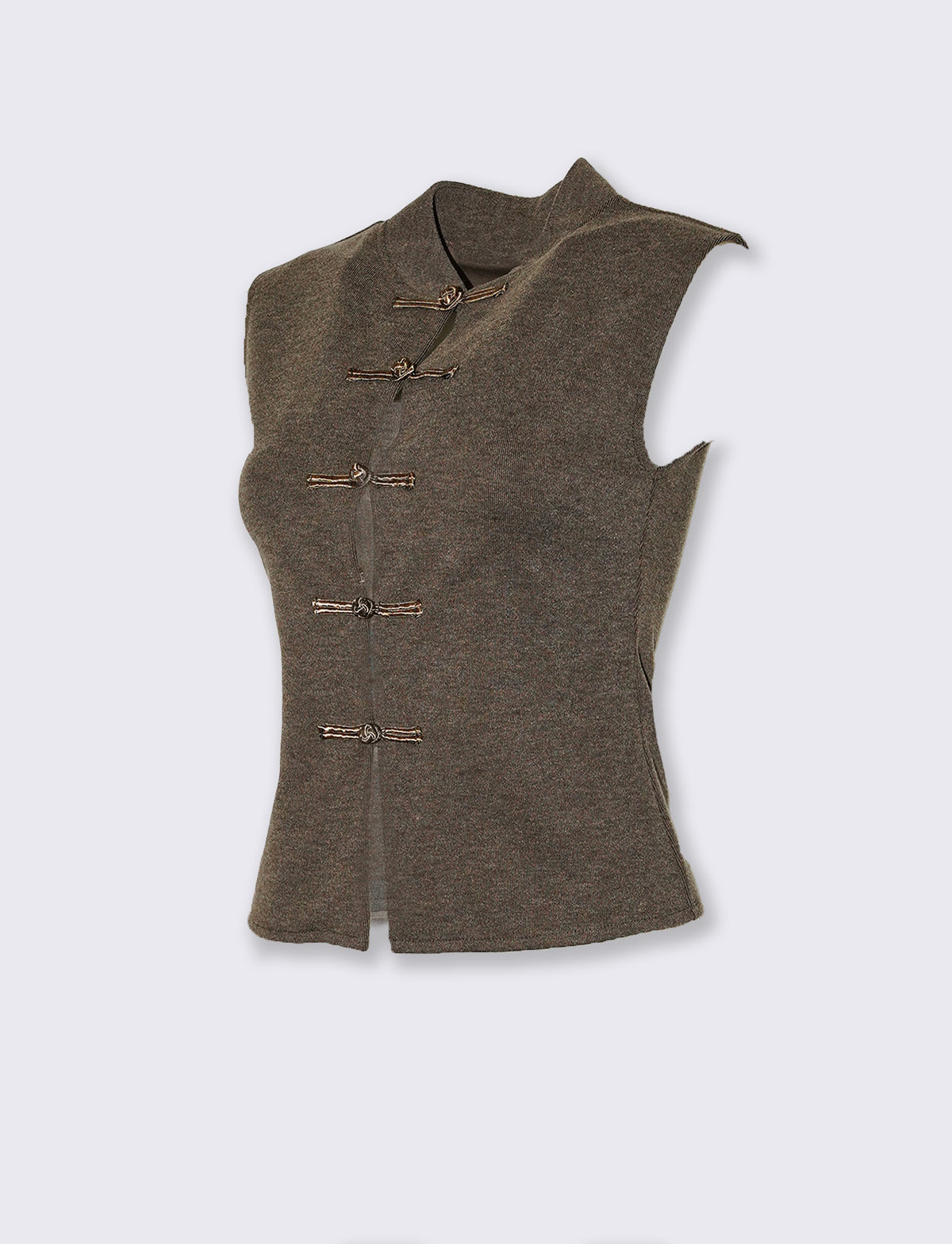 Gilet con collo alla coreana - Grigio fango
