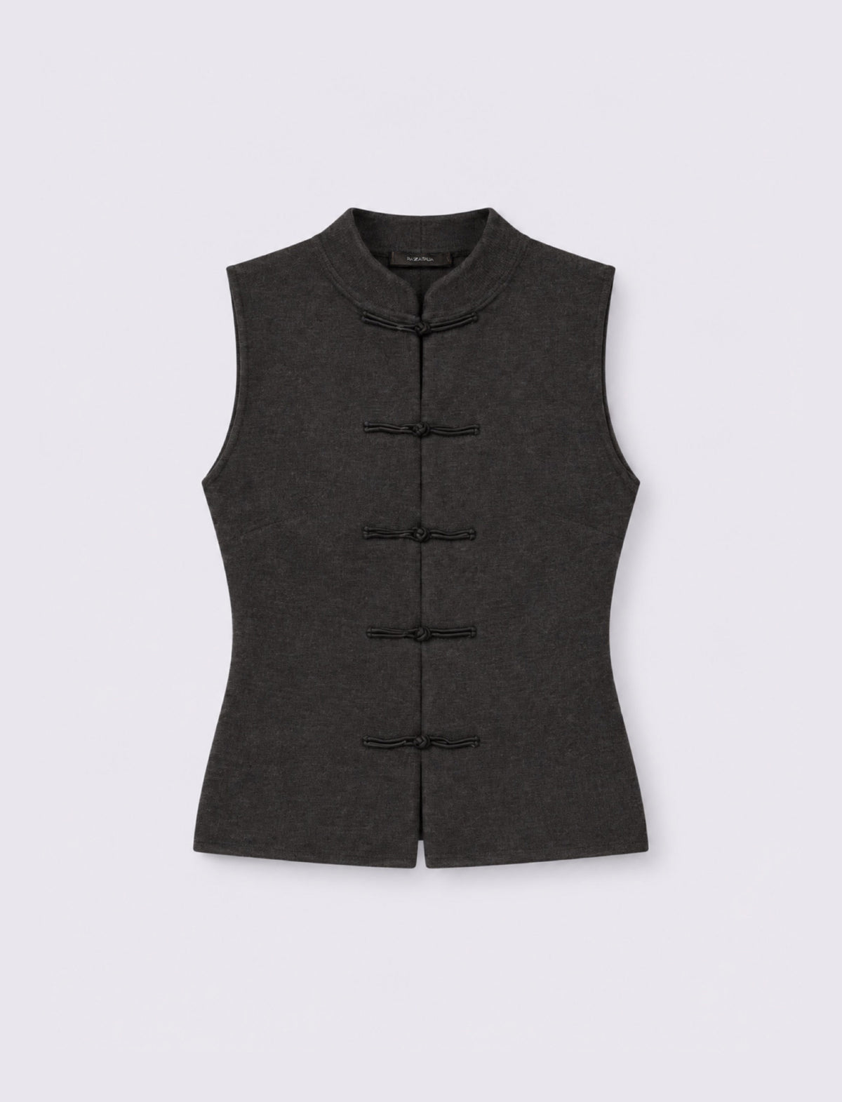 Gilet con collo alla coreana e chiusura ad alamari - Nero