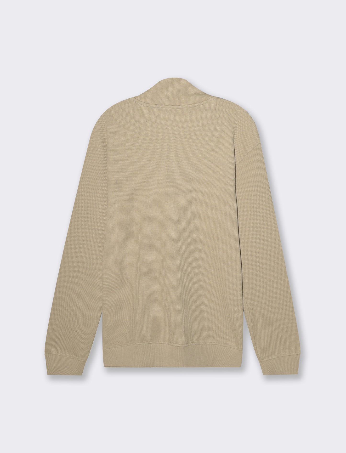Felpa collo alto con zip in tessuto waffle - Beige