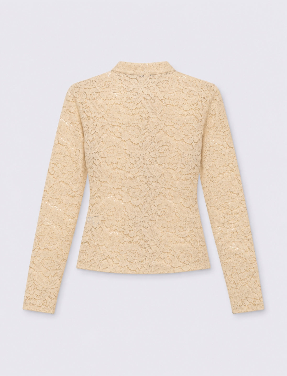 Lace shirt with mandarin collar and frog closures - Beige
