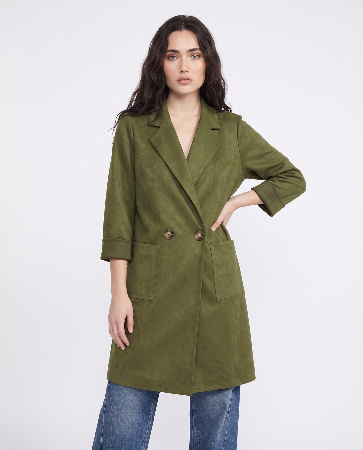 Trench effetto suede con tasche - Kaky 1