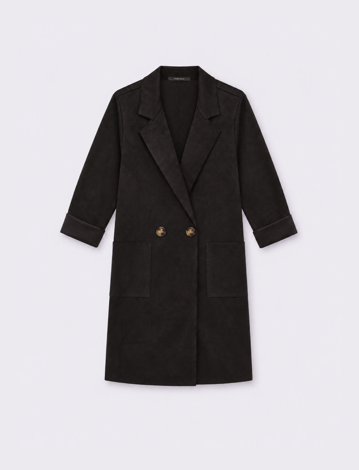Trench effetto suede - Nero