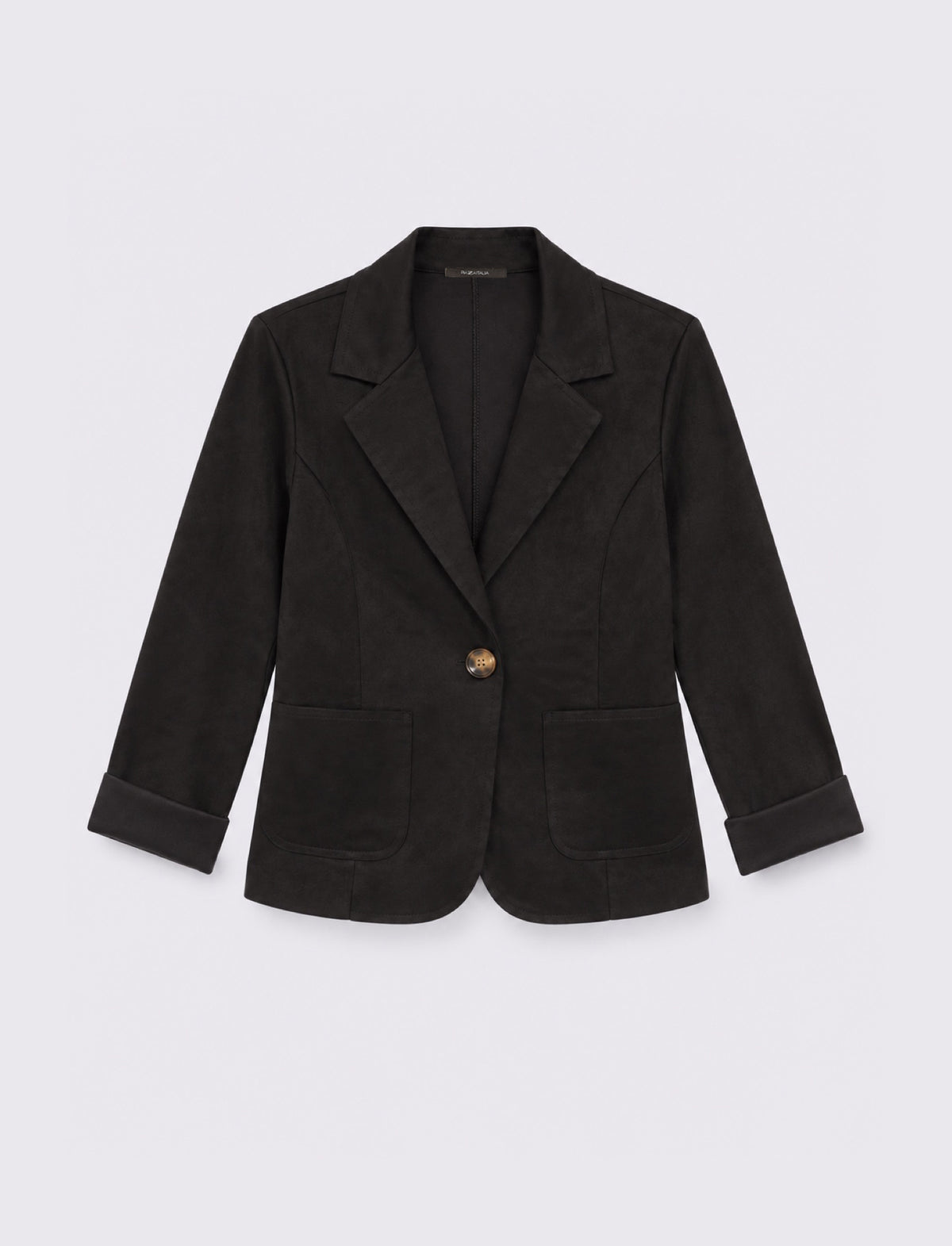 Giacca monopetto effetto suede - Nero