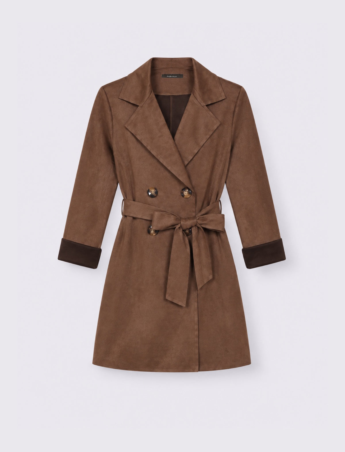 Trench effetto suede - Moro