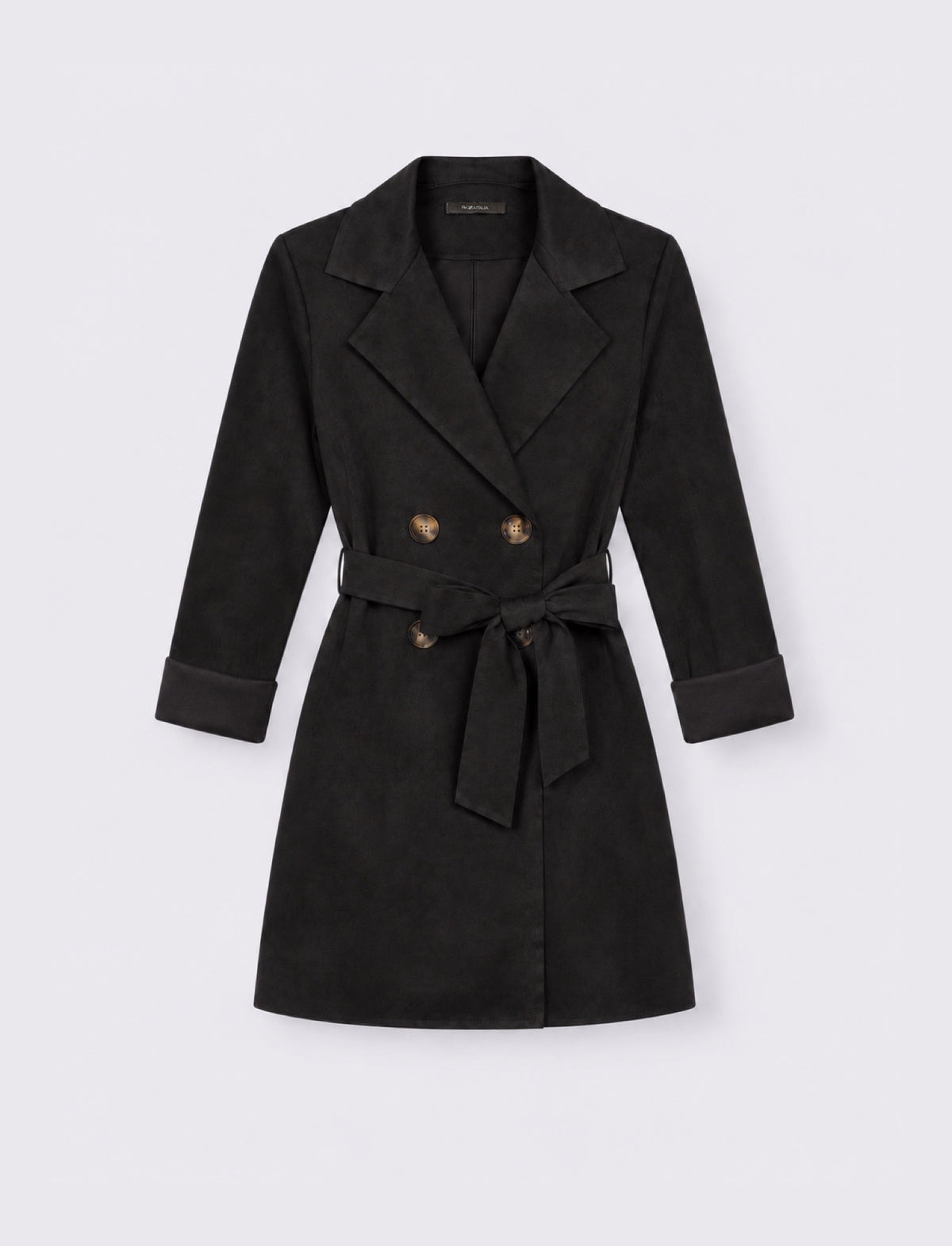 Trench effetto suede - Nero