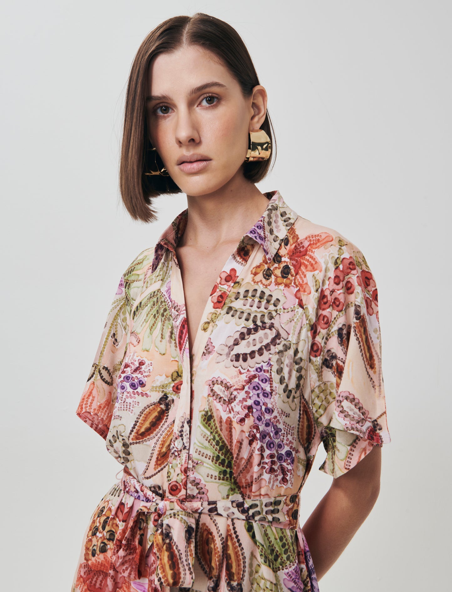 Vestito lungo con manica raglan e cintura - var 1