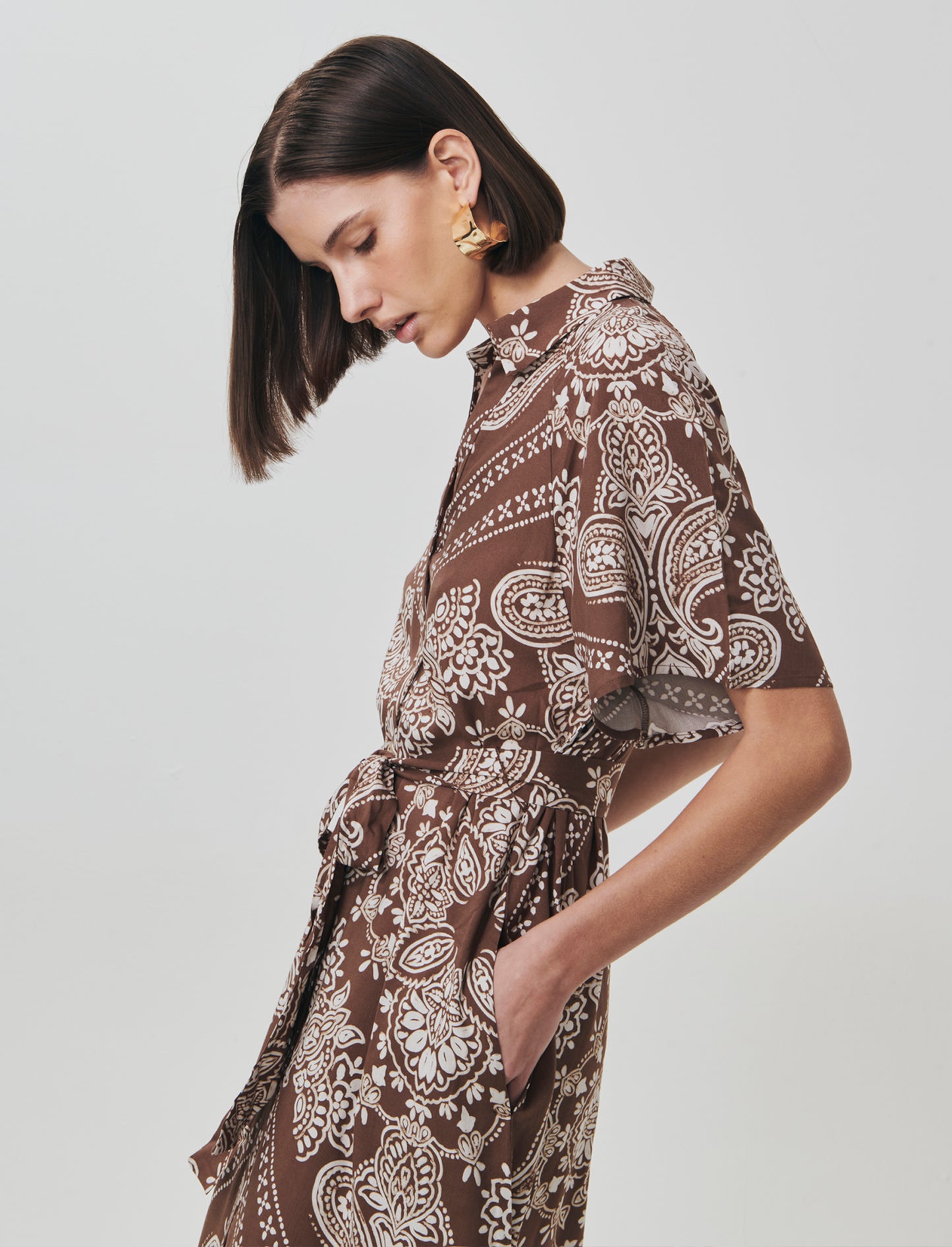 Vestito lungo con manica raglan e cintura - var 2