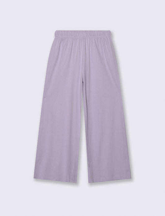 Pantalone elastico gamba larga bambina - Lilla