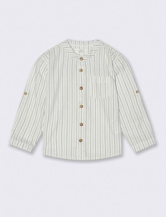 Camicia in cotone con abbottonatura frontale - Righe