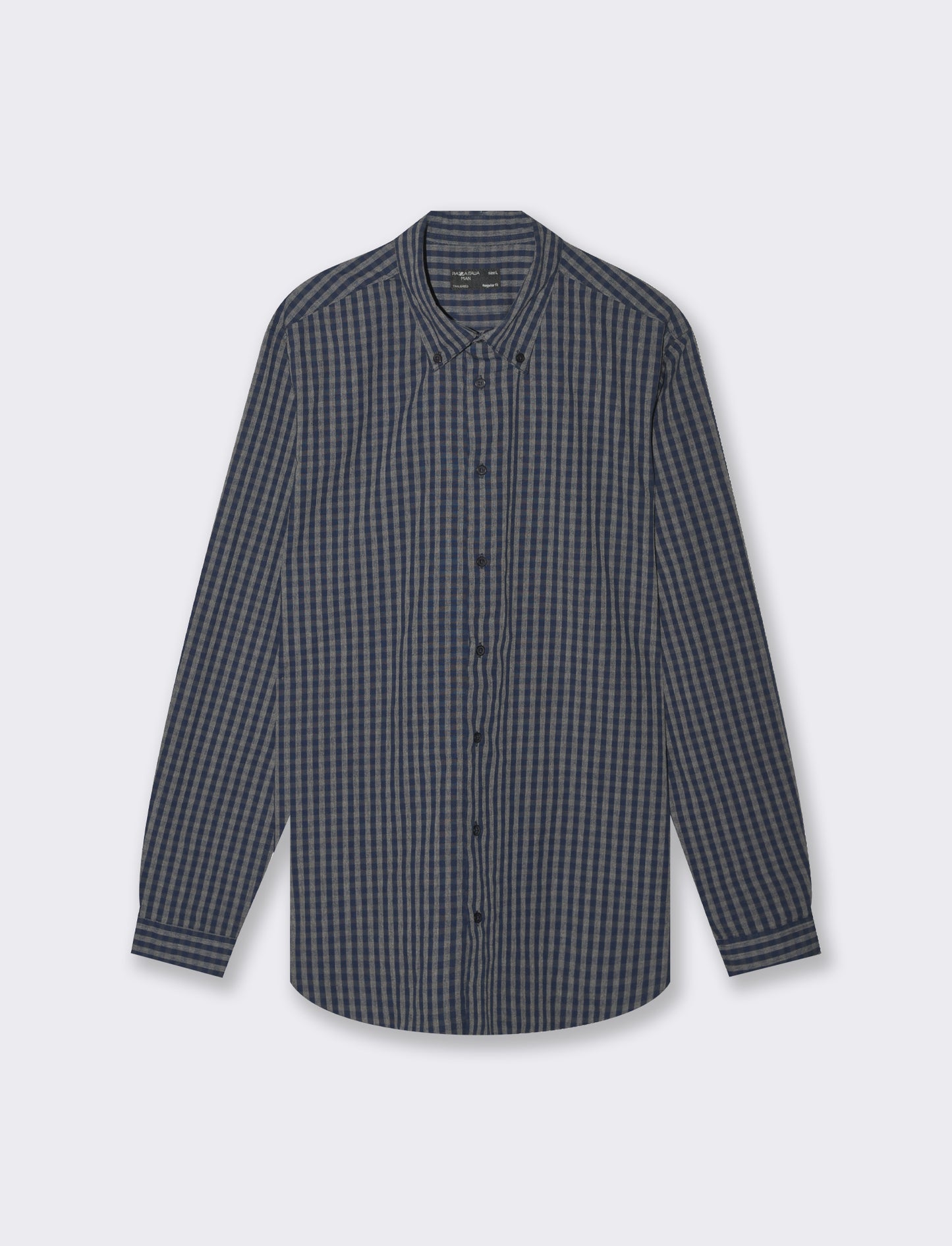 Men's Regular Fit Cotton Blend Easy Iron Checkered Shirt - Grey