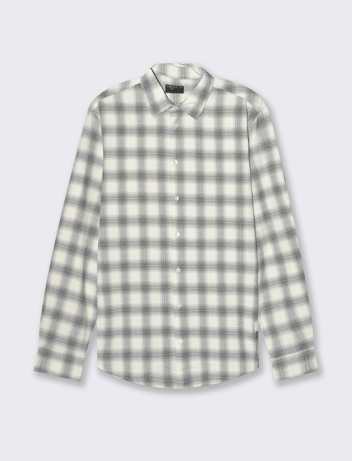 Men's Regular Fit Stretch Cotton Check Shirt - White