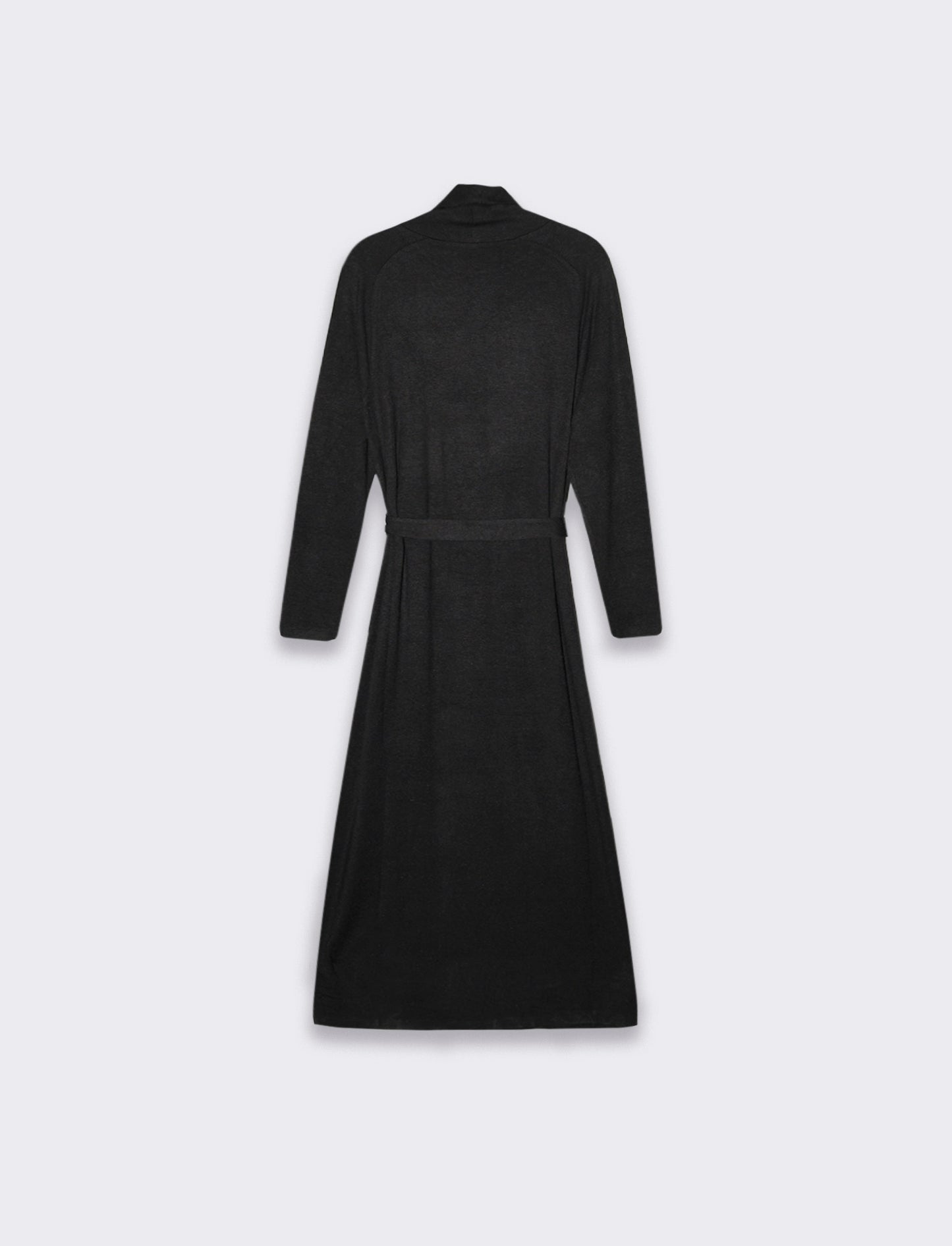 Vestuto lungo con cintura manica lunga e collo alto - Nero