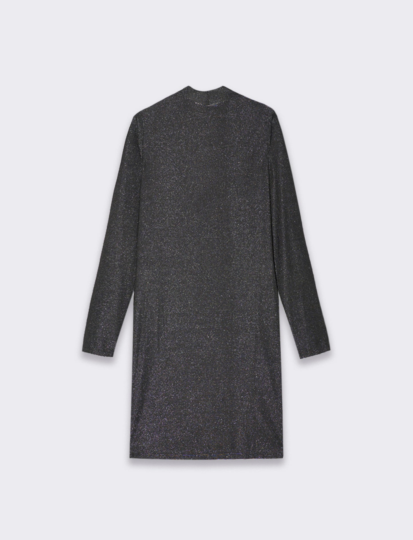 Vestito corto a tubino manica lunga con mezzo collo ad effetto ruches - Nero