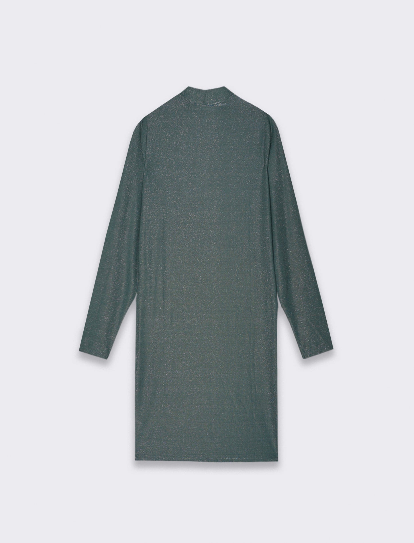 Vestito corto a tubino manica lunga con mezzo collo ad effetto ruches - Verde scuro