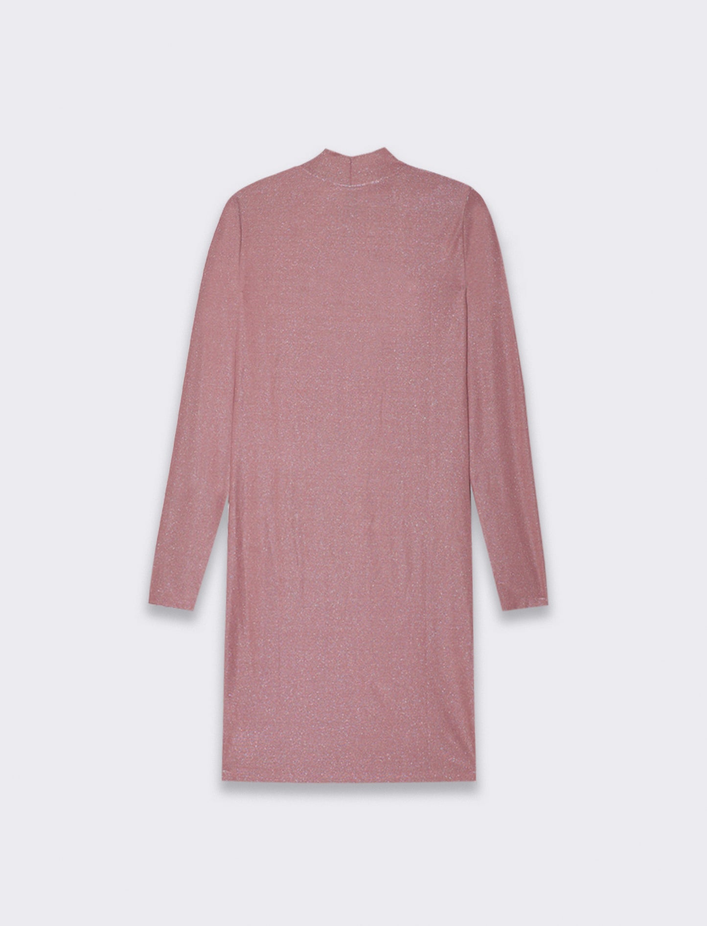Vestito corto a tubino manica lunga con mezzo collo ad effetto ruches - Rosa