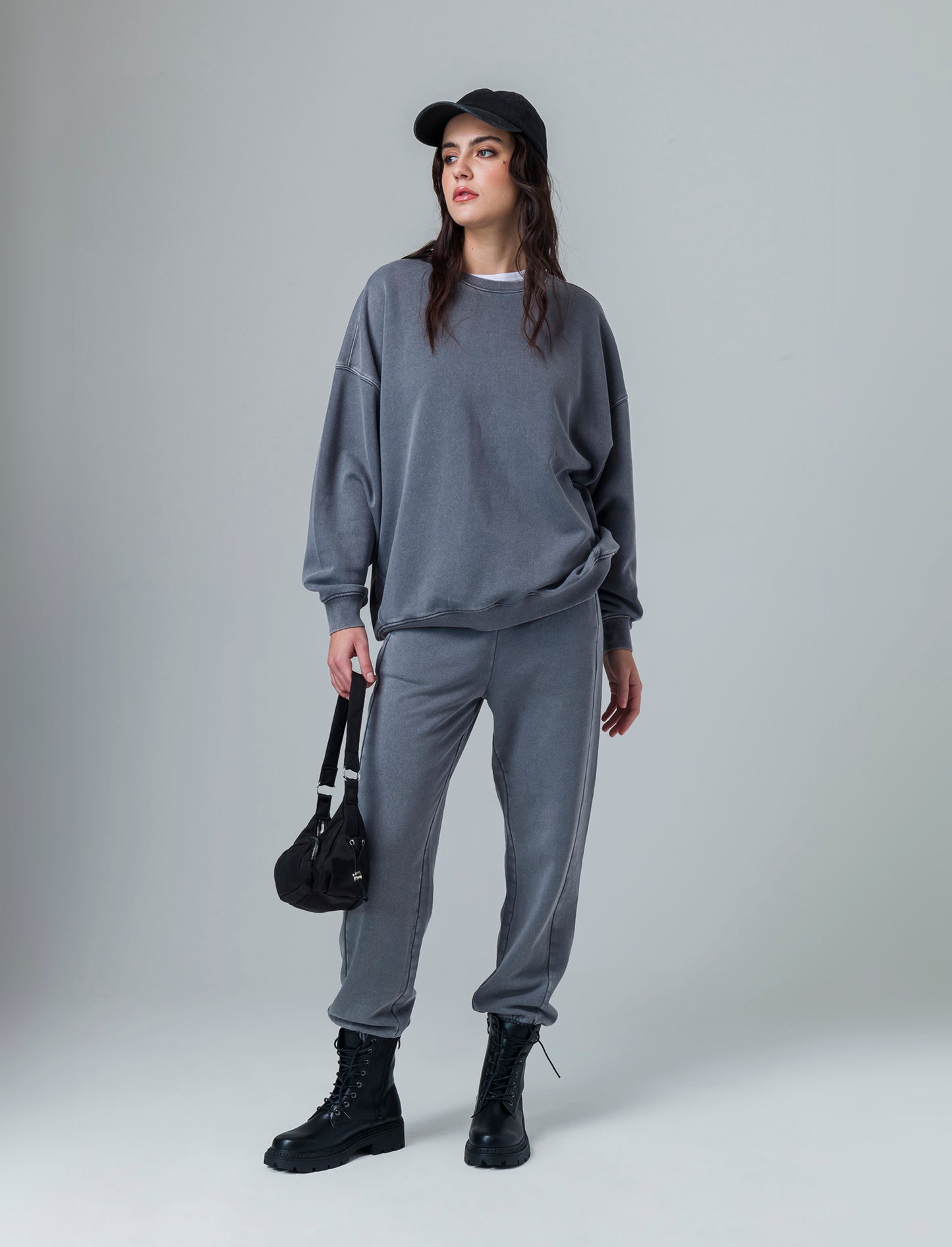 Jogger in felpa con vita elasticizzata da donna - Grigio piombo