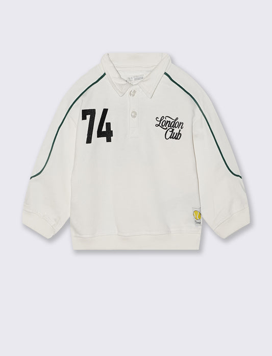 Felpa in cotone con ricami cool - Bianco latte