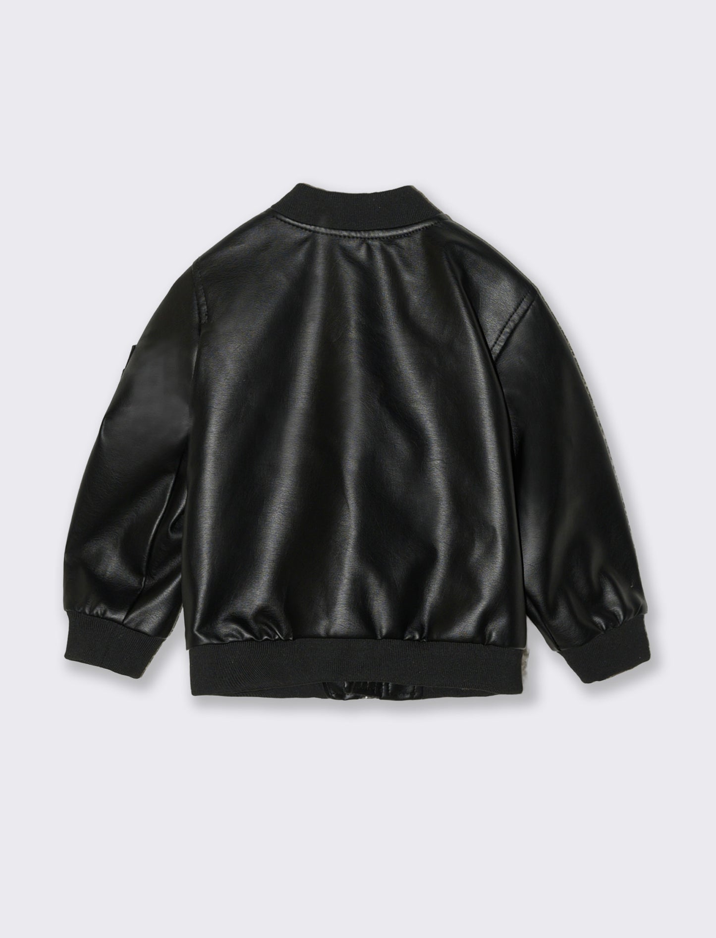 Giubbino bomber in eco-pelle con tasche - Nero