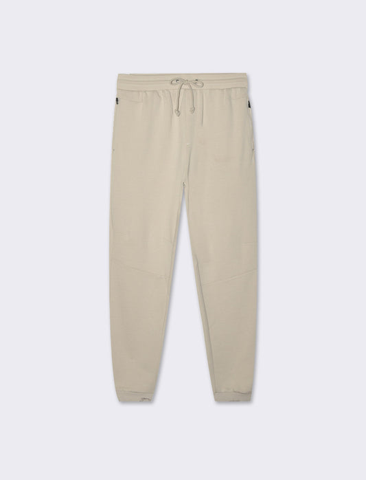 Pantaloni jogger in piquet doppiato - Beige