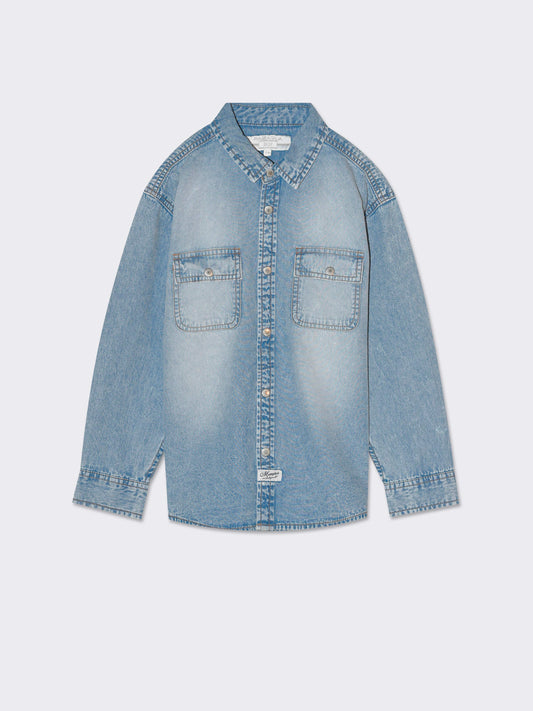 Camicia regular fit in denim con tasconi - Denim