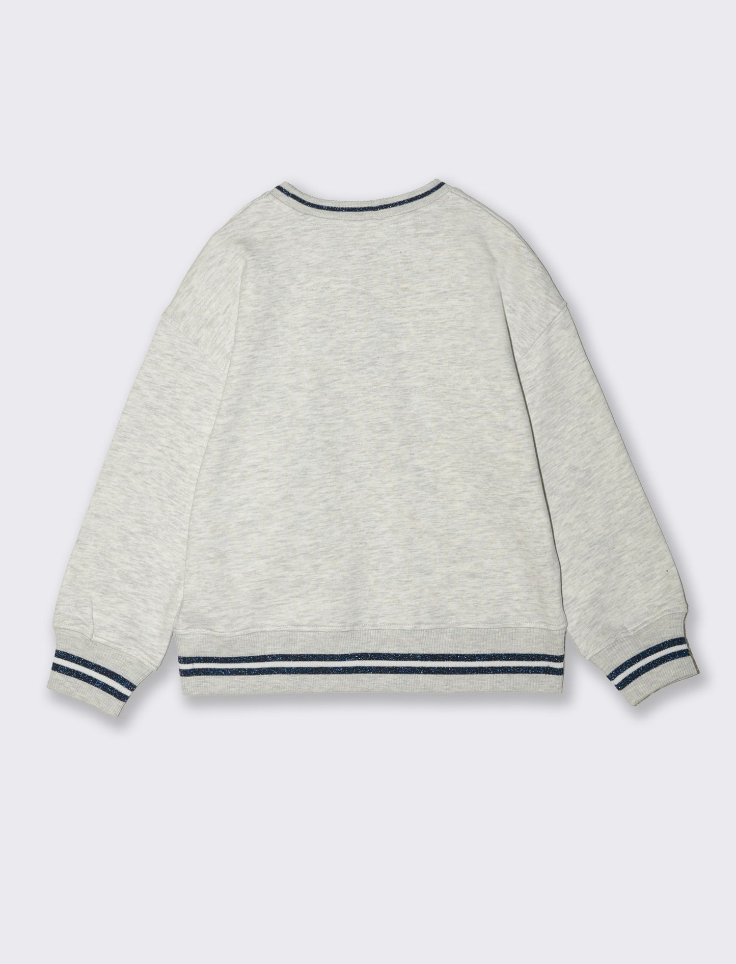 Felpa girocollo con patch denim per bimba - Grigio mel.