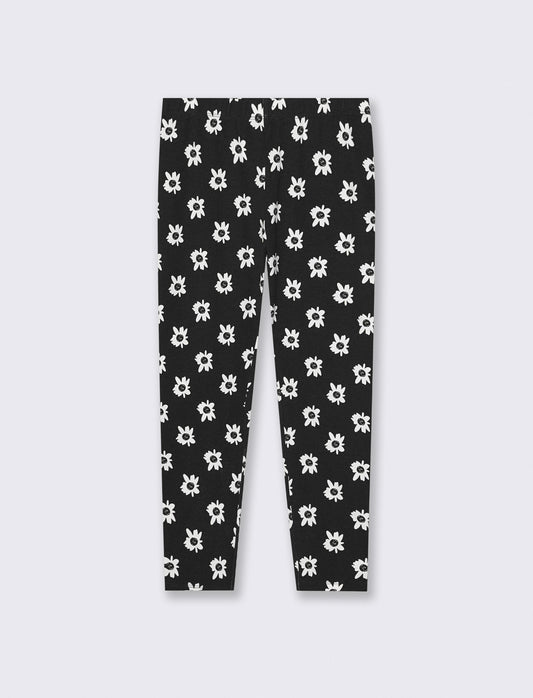 Leggings lunghi stampati per bambina - Nero