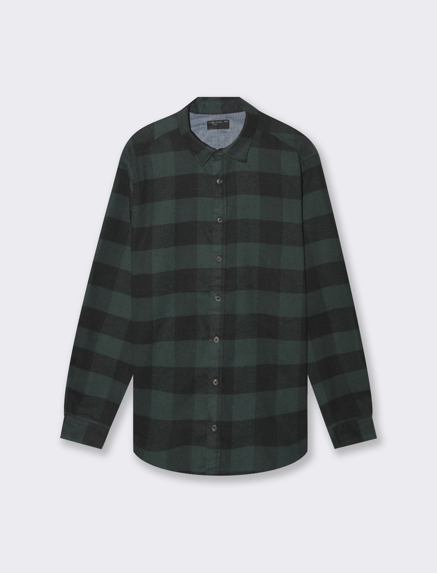 Men's Flannel Cotton Regular Fit Shirt with Italian Collar - Green