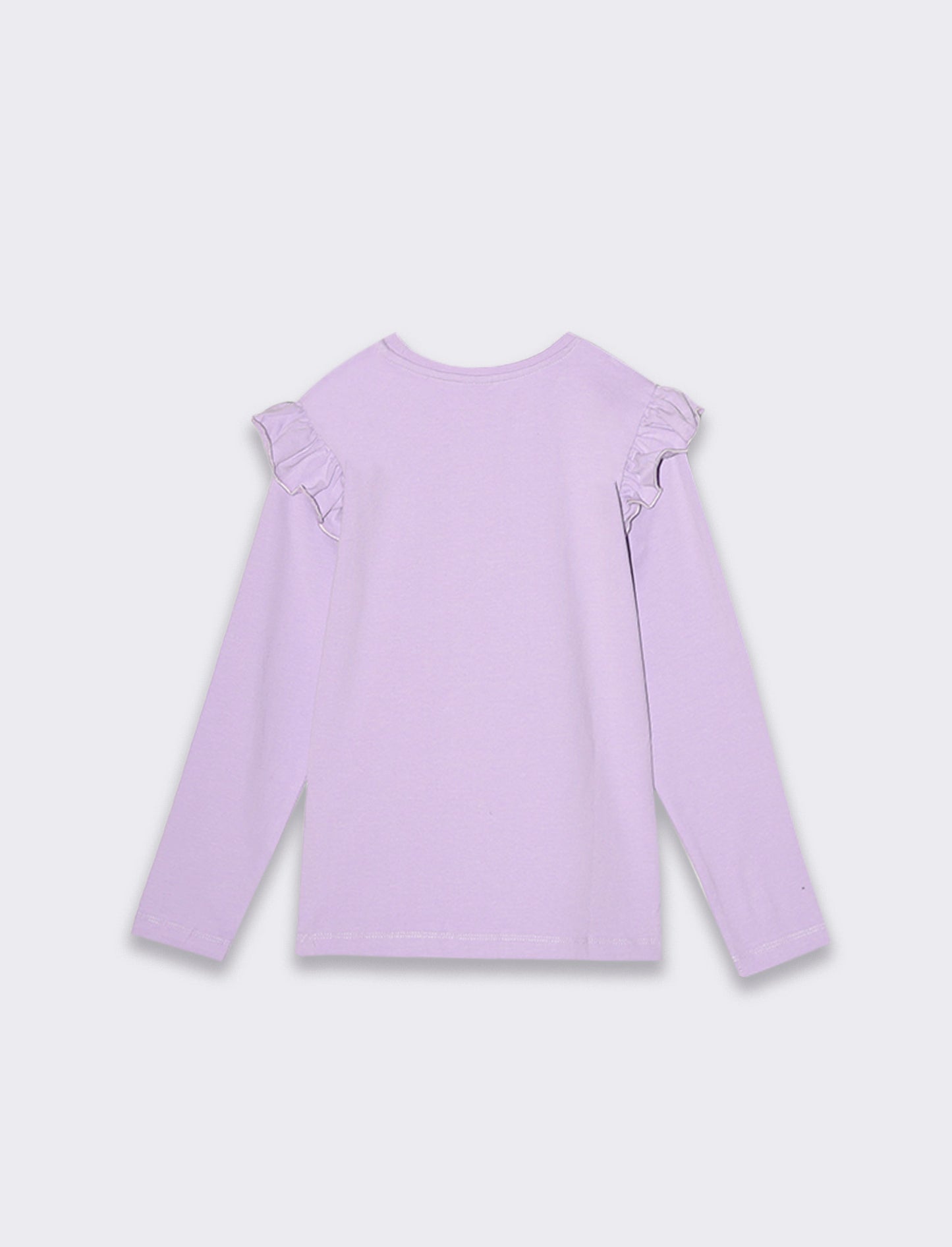 Maglia con rouches alle maniche e stampa con strass e paillettes - Lilla