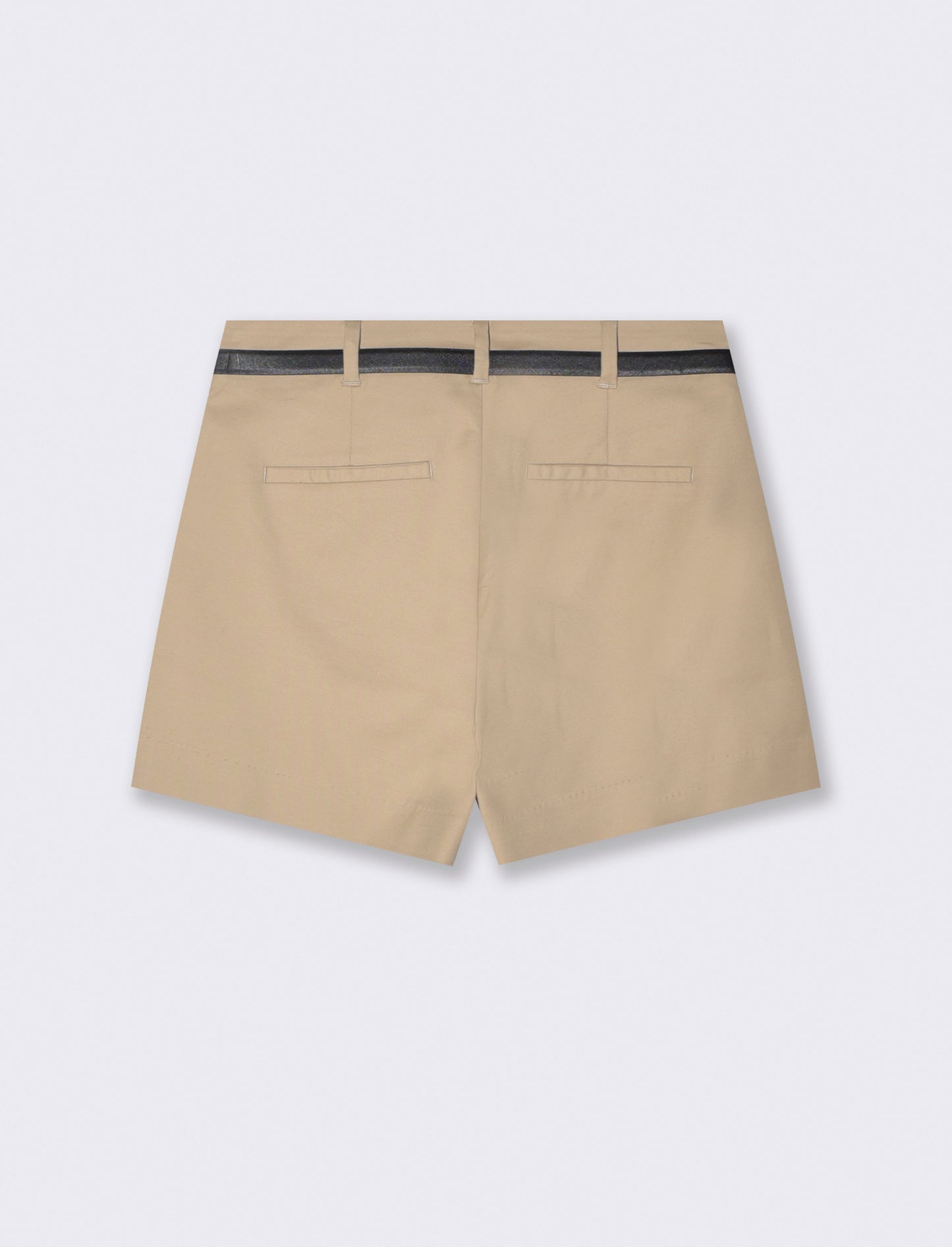 Bermunda shorts in tessuto di cotone con cintura - Beige corda