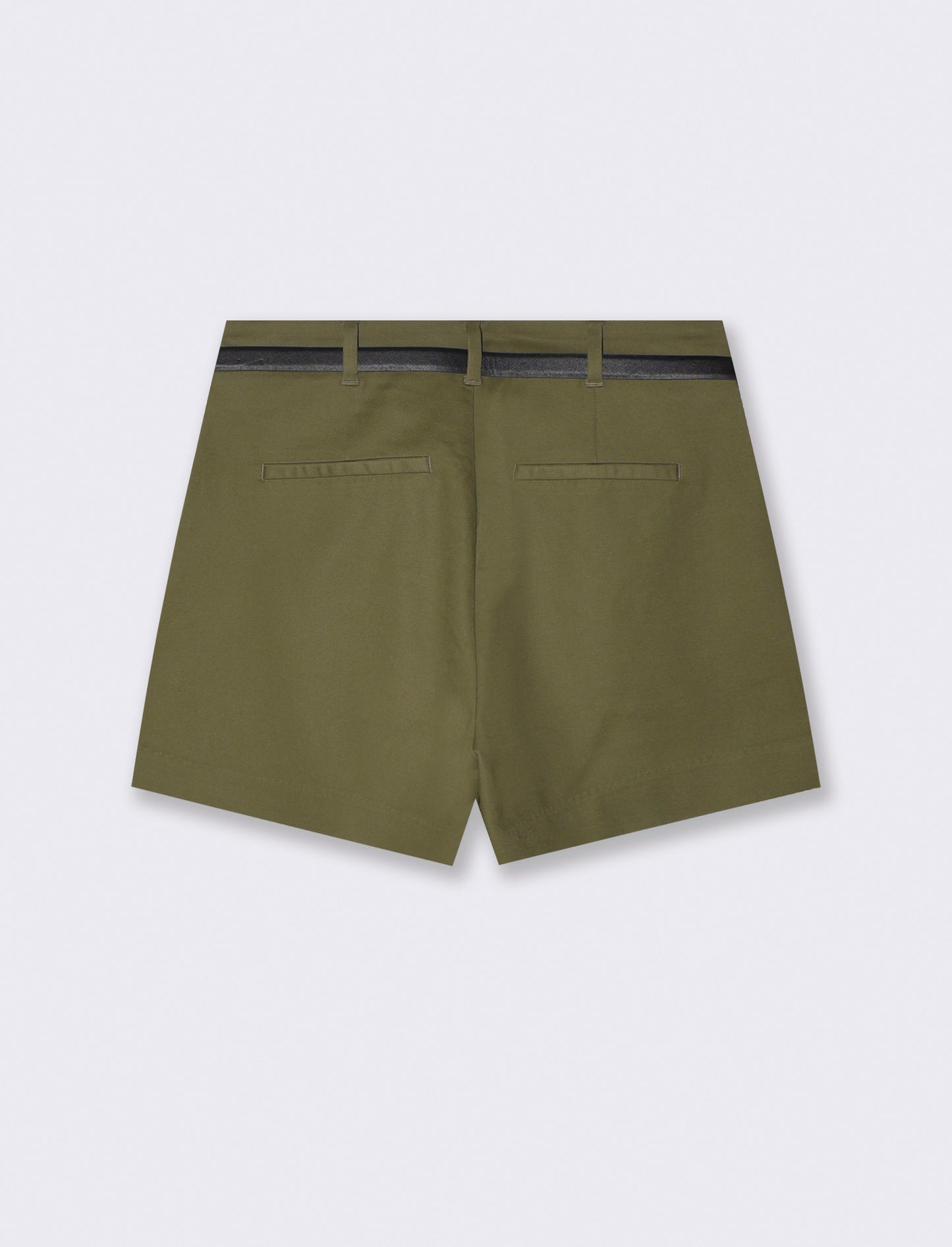 Bermunda shorts in tessuto di cotone con cintura - Kaky 1